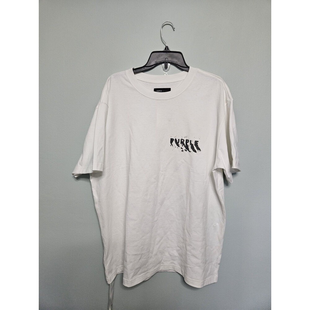 Sz XL - Purple Brand Designer T Shirt Mens White Logo Design MSRP $145